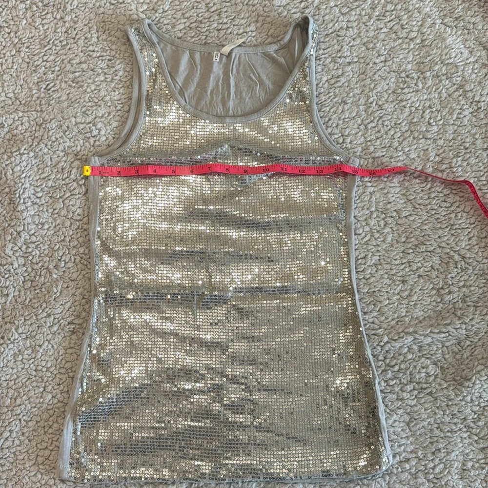 Studio Y Gray and Silver Sequin Stretchy Tank. medium